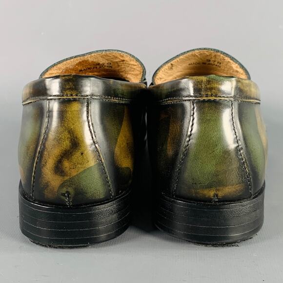BAJOLUGO Size 10.5 Green Brown Camo Penny Loafers main image 5